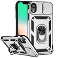thumbnail image 1 of JTCASES for iPhone XR Case, Heavy Duty Protection Magnetic Car Mount Rotating Stand [Slide Camera Window] Rugged Shockproof Anti-fall Shell for iPhone XR, Silver, 1 of 7