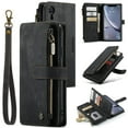 thumbnail image 1 of JTCASES for iPhone XR Wallet Case with Zipper Purse Card Holders Flip Stand Wrist Strap Magnetic Closure PU Leather Anti-scracth Support Wireless Charging Drop Resistant BUsiness Shell, Black, 1 of 10