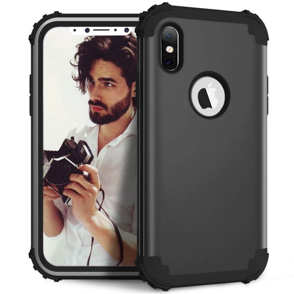 JTCASES for iPhone XS Max Case, Drop Resistant Corners, Wireless Charging, Heavy Duty Shockproof Hybrid Hard PC Bumper, Camera Protection, Skin-feel Anti-scratch Tough Cover, Black