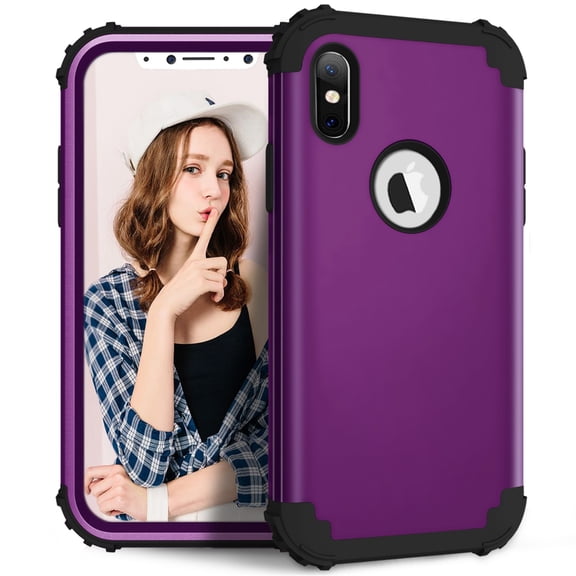 JTCASES for iPhone XS Max Case, Drop Resistant Corners, Wireless Charging, Heavy Duty Shockproof Hybrid Hard PC Bumper, Camera Protection, Skin-feel Anti-scratch Tough Cover, Purple