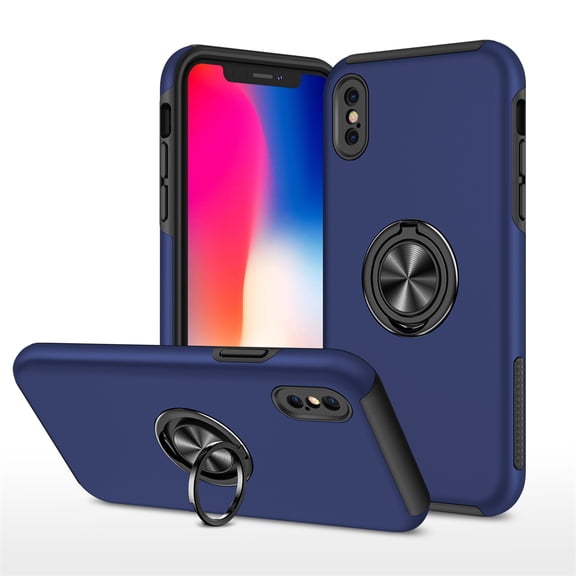 JTCASES for iPhone Xs Max Case, Car Mount Bracket 2-layer Hybird Shockproof PC TPU Anti-fall Slim Fit Lightweight Magnetic Cover for iPhone Xs Max（6.5" 2018) - Blue