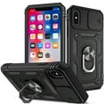 thumbnail image 1 of JTCASES for iPhone Xs Max Case, Sliding Camera Cover+ Rotating Ring Kickstand + Magnetic Car Mount + Inside Card Holder, Bracket Shockproof Frame Anti-drop PC TPU Heavy Duty Protection, Black, 1 of 11