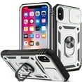 thumbnail image 1 of JTCASES for iPhone Xs Max Case, Sliding Camera Cover+ Rotating Ring Kickstand + Magnetic Car Mount + Inside Card Holder, Bracket Shockproof Frame Anti-drop PC TPU Heavy Duty Protection, Black/Silver, 1 of 11