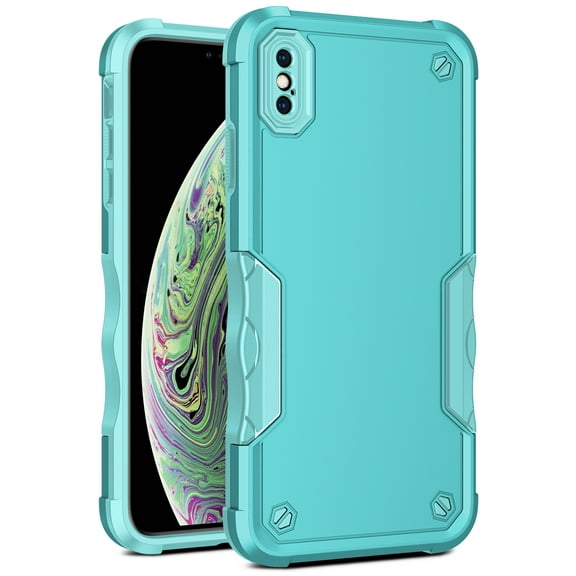JTCASES for iPhone Xs Max Case, Support Wireless Charging Non-slipping 2-Layer Shockproof Drop Resistant Lens Protection Heavy Duty Protective Slim Shell, Mint