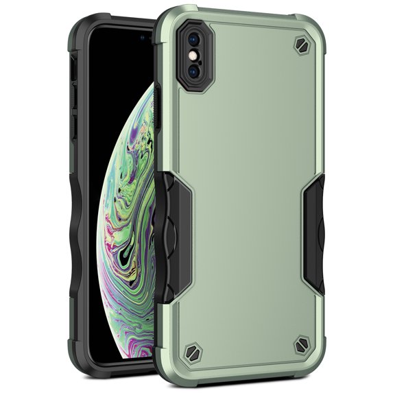 JTCASES for iPhone Xs Max Case, Support Wireless Charging Non-slipping 2-Layer Shockproof Drop Resistant Lens Protection Heavy Duty Protective Slim Shell, Green