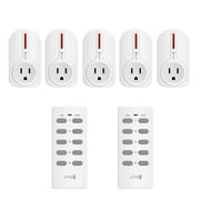 JTD ® 5 Pack Remote Control Outlet Switch 2nd Generation Energy Saving Auto-programmable Wireless Electrical Plug Switch for Household Appliances Lighting & Electrical Equipment (2 Remotes)