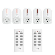 JTD ® 5 Pack Remote Control Outlet Switch 2nd Generation Energy Saving Auto-programmable Wireless Electrical Plug Switch for Household Appliances Lighting & Electrical Equipment (2 Remotes)