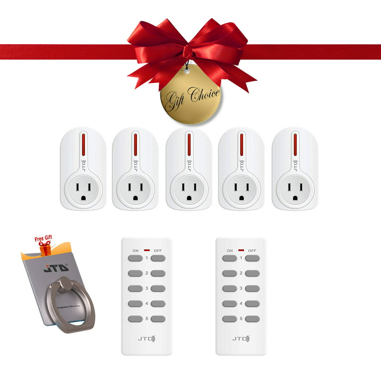 JTD 5 Pack Remote Control Outlet Switch 3rd Generation Energy Saving  Auto-programmable Wireless Electrical Plug Switch for Household Appliances  Lighting & Electrical Equipment (JTD-Plug-2nd-5x2) 