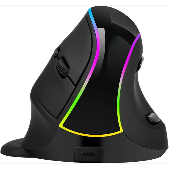 JTD V638 Wireless Vertical Ergonomic Mouse - Rechargeable with Removable Palm Rest, 4 DPI Settings (800-3200), 360° Tracking - Compatible with PC/Mac/Linux