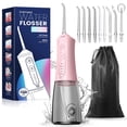 thumbnail image 1 of JTF Cordless Water Flosser Dental Teeth Cleaner with 9 Jet Tips, DIY Mode 300ML Tank IPX7 Waterproof Portable Rechargeable Water Flosser Dental Oral Irrigator for Home and Travel, Pink, 1 of 9