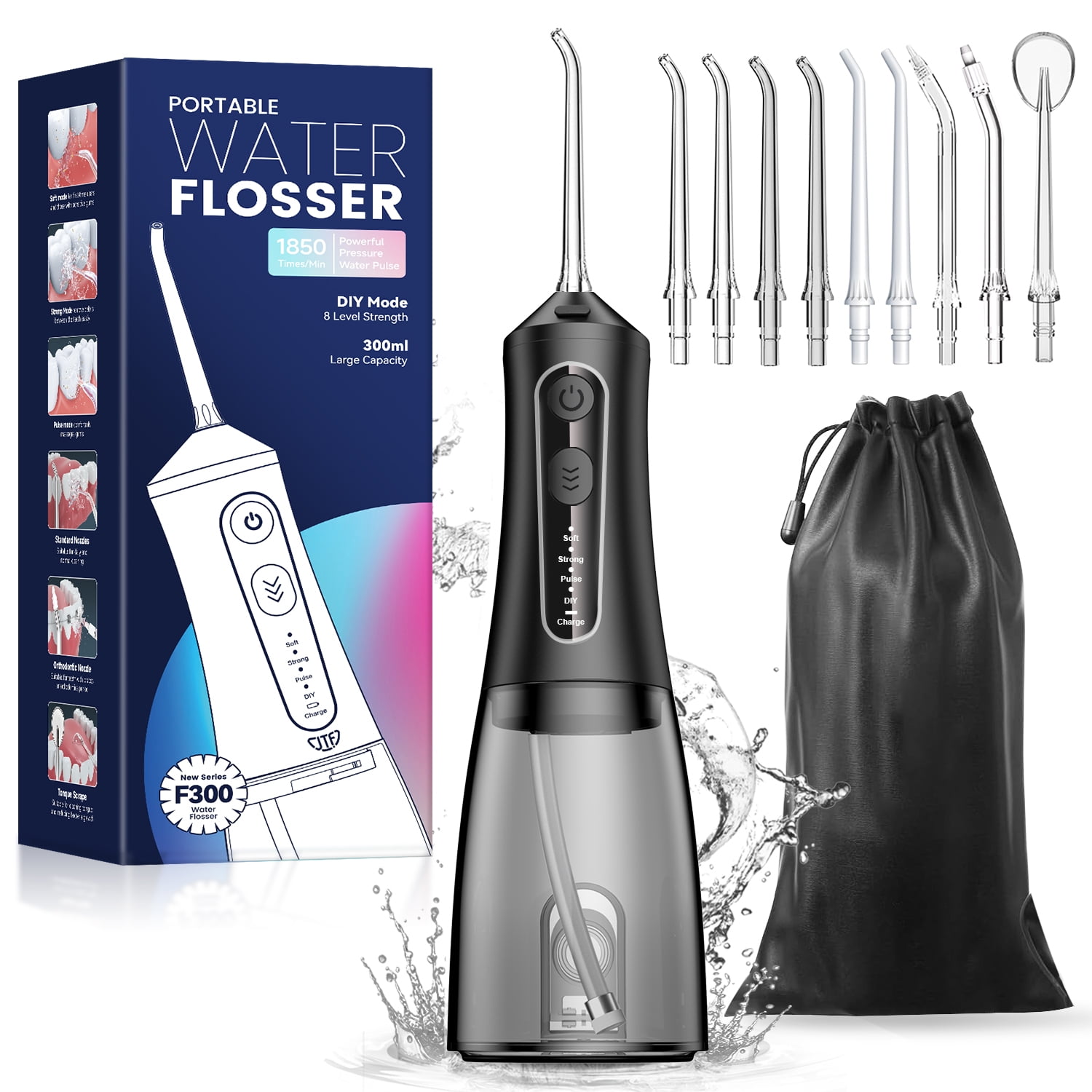 JTF Cordless Water Flosser Dental Teeth Cleaner wi