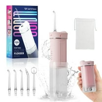 JTF Mini Cordless Water Flosser for Teeth with 5 Jet Tips and Travel Bag, 3 DIY Modes 230ML Telescopic Tank Portable Rechargeable Water Pick Dental Oral Irrigator, Pink