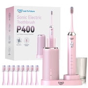 JTF Sonic Electric Toothbrush with UV & Drying: 5 Customized Modes for Effective Yet Gentle Cleaning –with 8 Brush Heads, Rinse Cup, Wireless Charging Base, Rec