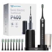 JTF Sonic Electric Toothbrush with UV & Drying: 5 Customized Modes for Effective Yet Gentle Cleaning –with 8 Brush Heads, Rinse Cup, Wireless Charging Base, Rec