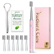 JTF Sonic Electric Toothbrush for Adults with 6 Brush Heads and Tongue Scraper, Radiant Care 3 Modes 45 Days Battery Life Rechargeable Power Toothbrush for Family and Friends & Home Trips, Pink