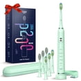 thumbnail image 1 of JTF Sonic Electric Toothbrush for Adults and Kids with Travel Case and 6 Brush Heads, 5 Modes 40000 VPM Rechargeable Power Toothbrush with Wireless Charger, IPX7 Waterproof 60-Day Battery Life, Green, 1 of 11