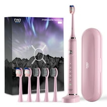 JTF Sonic Electric Toothbrush for  Adults Teeth Cleaning, Power Toothbrushes with 5 Modes&6 Brush Heads,Pink