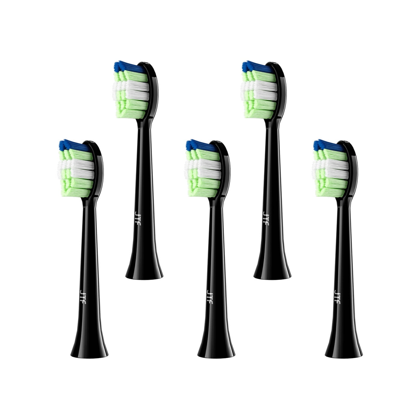 JTF Sonic Smart Toothbrush Genuine Standard Brush Heads, 5 Pack, Black, P200