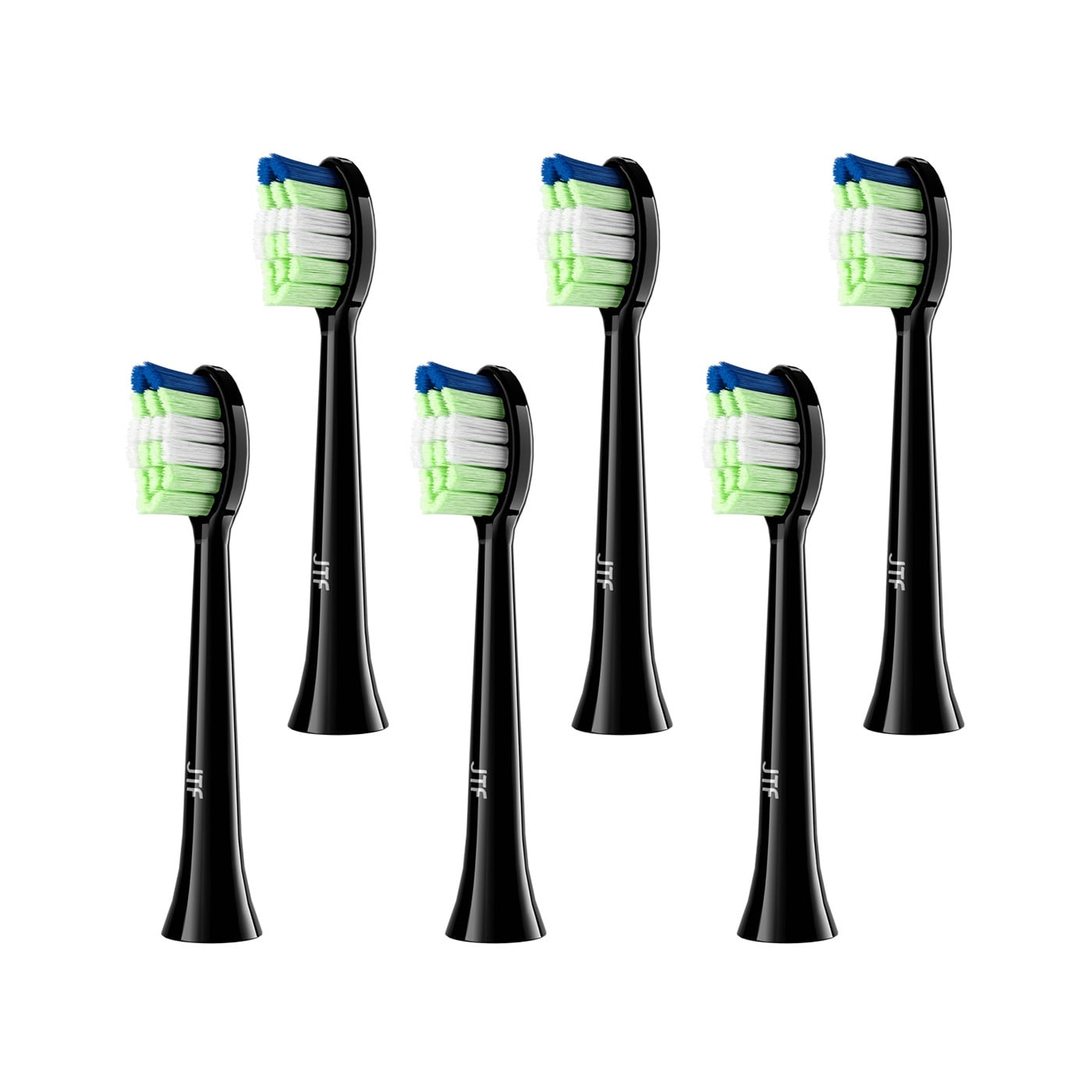 JTF Sonic Smart Toothbrush Genuine Standard Brush Heads, 6 Pack, Black, P200