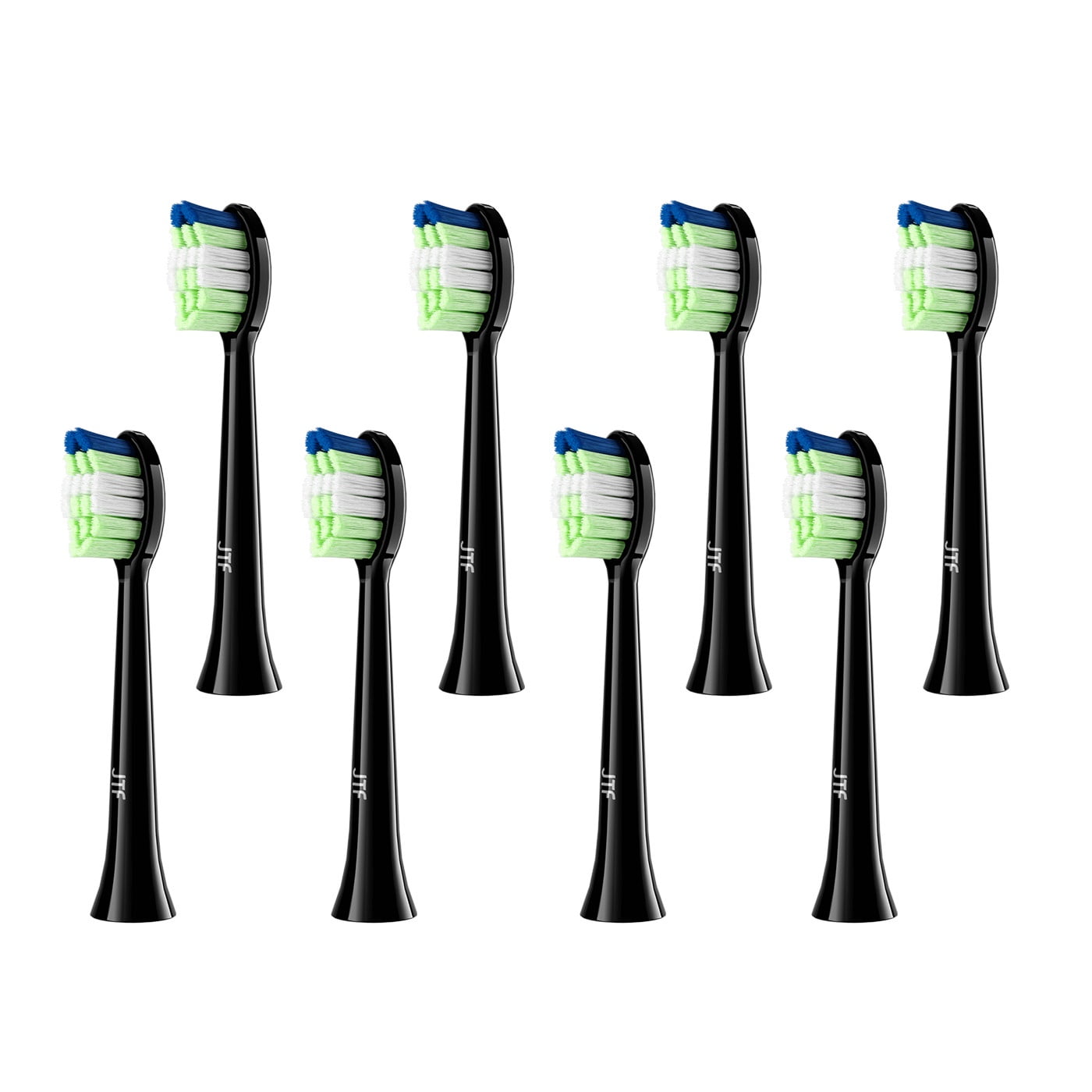 JTF Sonic Smart Toothbrush Genuine Standard Brush Heads, 8 Pack, Black, P200