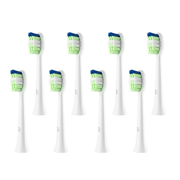 JTF Sonic Smart Toothbrush Genuine Standard Brush Heads, 8 Pack, White, P200