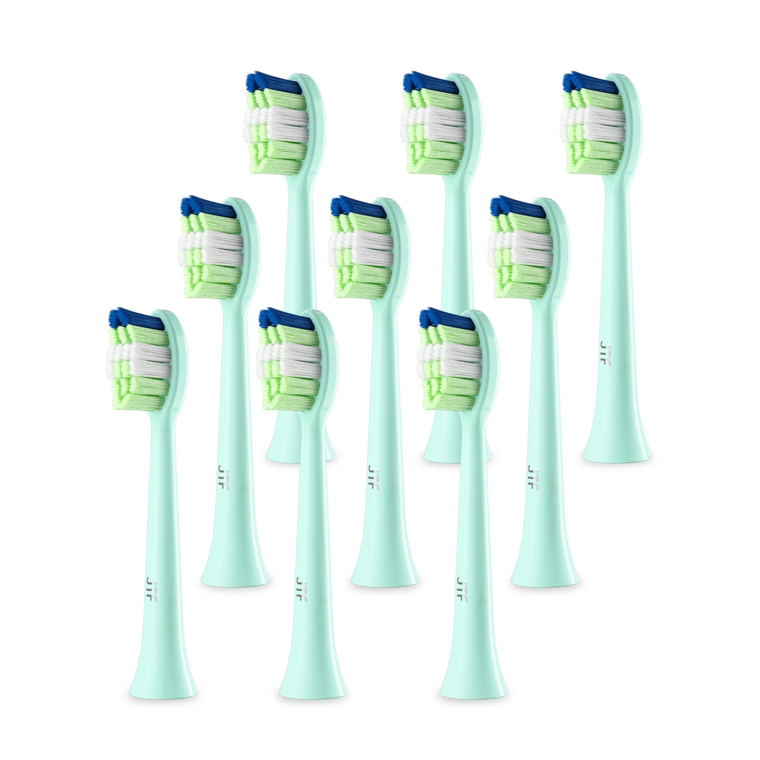 JTF Sonic Smart Toothbrush Genuine Standard Brush Heads, 9 Pack, Green, P200