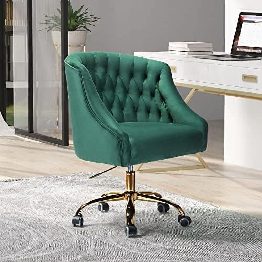 JTFCXD Velvet Office Chair with Gold Base Comfortable Cute Desk Chair Adjustable Swivel Task Chair for Living Room Bedroom Vanity Study Tan Walmart