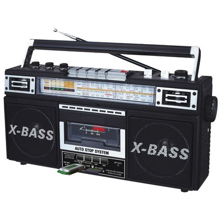 JTI Cassette Tape Converter Recorder to Digital MP3 USB/SD Thumb Drive Player Bluetooth AM/FM Radio