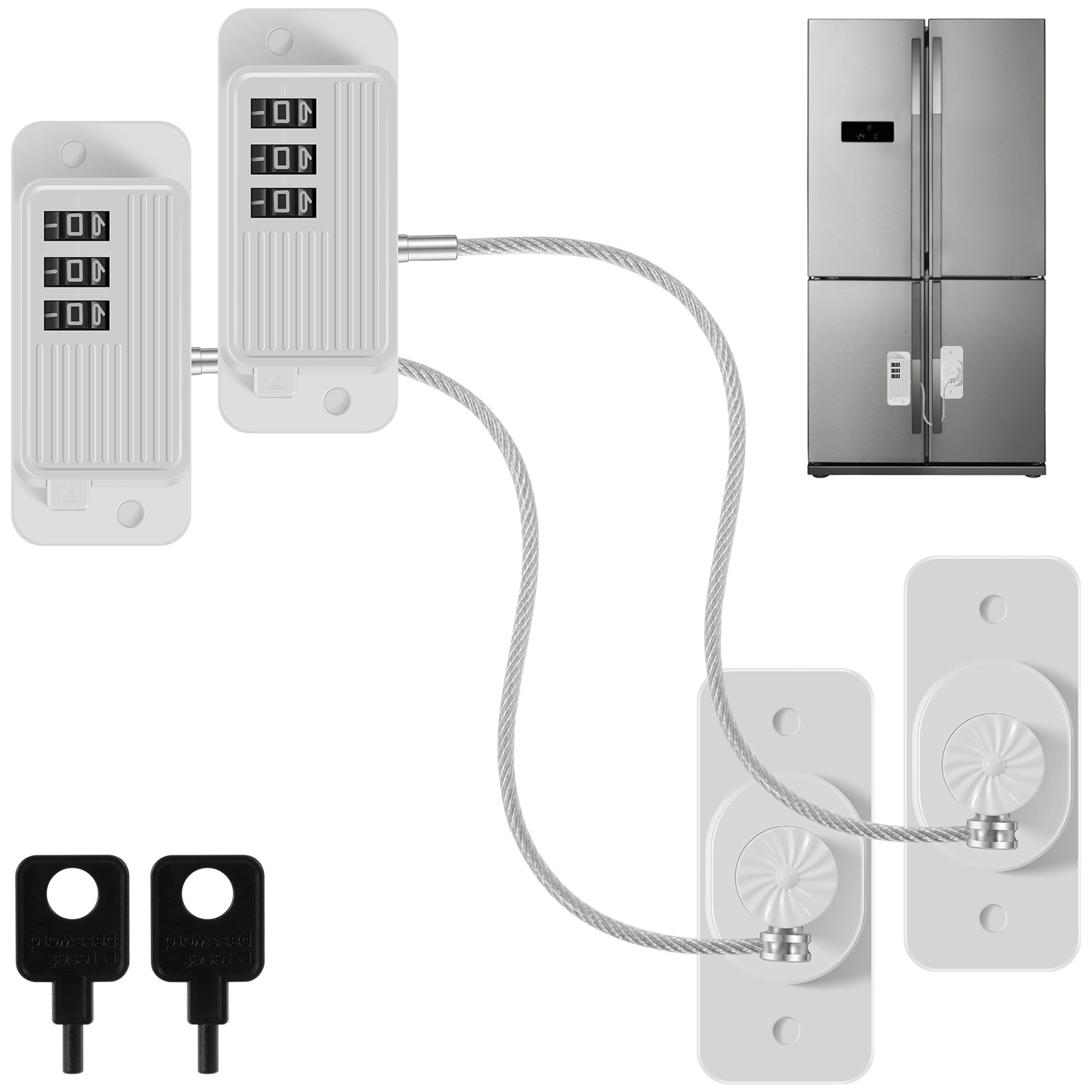 JTNero 2Pcs Refrigerator Lock Self Adhesive Fridge Combination Lock