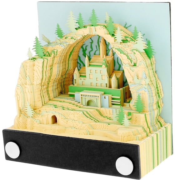 JTNero 3D Memo Pad Creative Forest 3D Note Pad with Pen Holder Acrylic Cover Tear-Away 3D Paper Carving Art for Home Office Desktop Decoration Gift