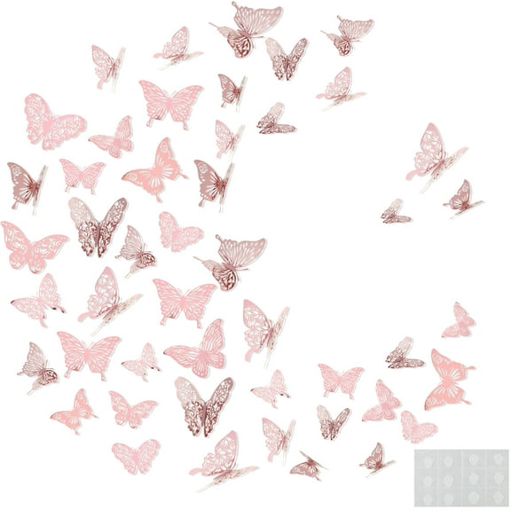 JTNero 72Pcs 3D Butterfly Wall Stickers Decorative Butterfly Wall Decal 3 Sizes 6 Patterns Butterfly Wall Stickers for Birthday Party Living Room Background