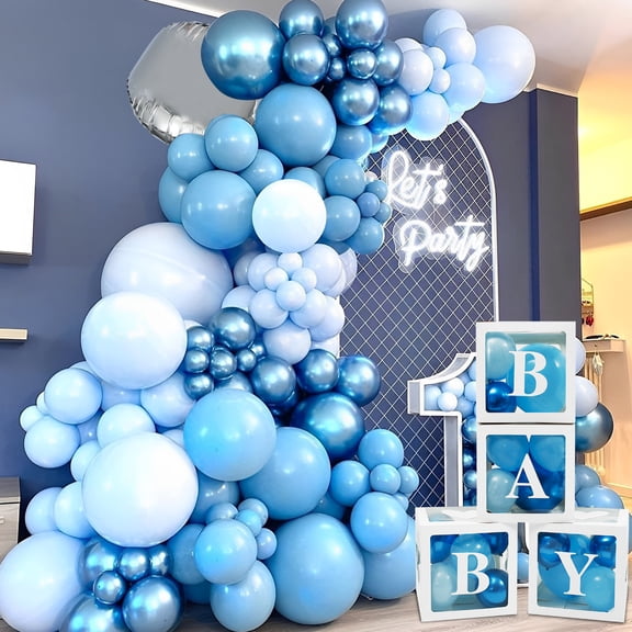 JTNero Balloon Garland Arch Kit Blue Latex Balloons Set Reusable Colorful Balloons Kit with Balloon Box Stickers Balloon Chain for Birthday Anniversary Wedding Party Supplies