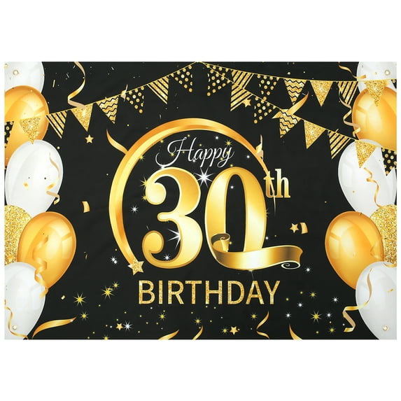 JTNero Large Happy Birthday Banner Black Gold Birthday Party Background Decoration 80 x 120CM Birthday Banner Sign Poster Anniversary Decoration Supplies for 30th 40th 50th 60th