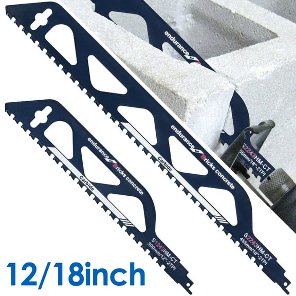 JTNero Reciprocating Saw Blade 12/18inch Universal Cutting Recip Sabre Saw Blade Alloy Steel Brick Concrete Cutting Saw Blade for Cement Composite Panels Bricks