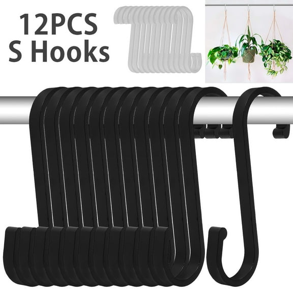 JTNero S-Hooks for Hanging Plants and Towels, Aluminum, 86 mm, 12Piece