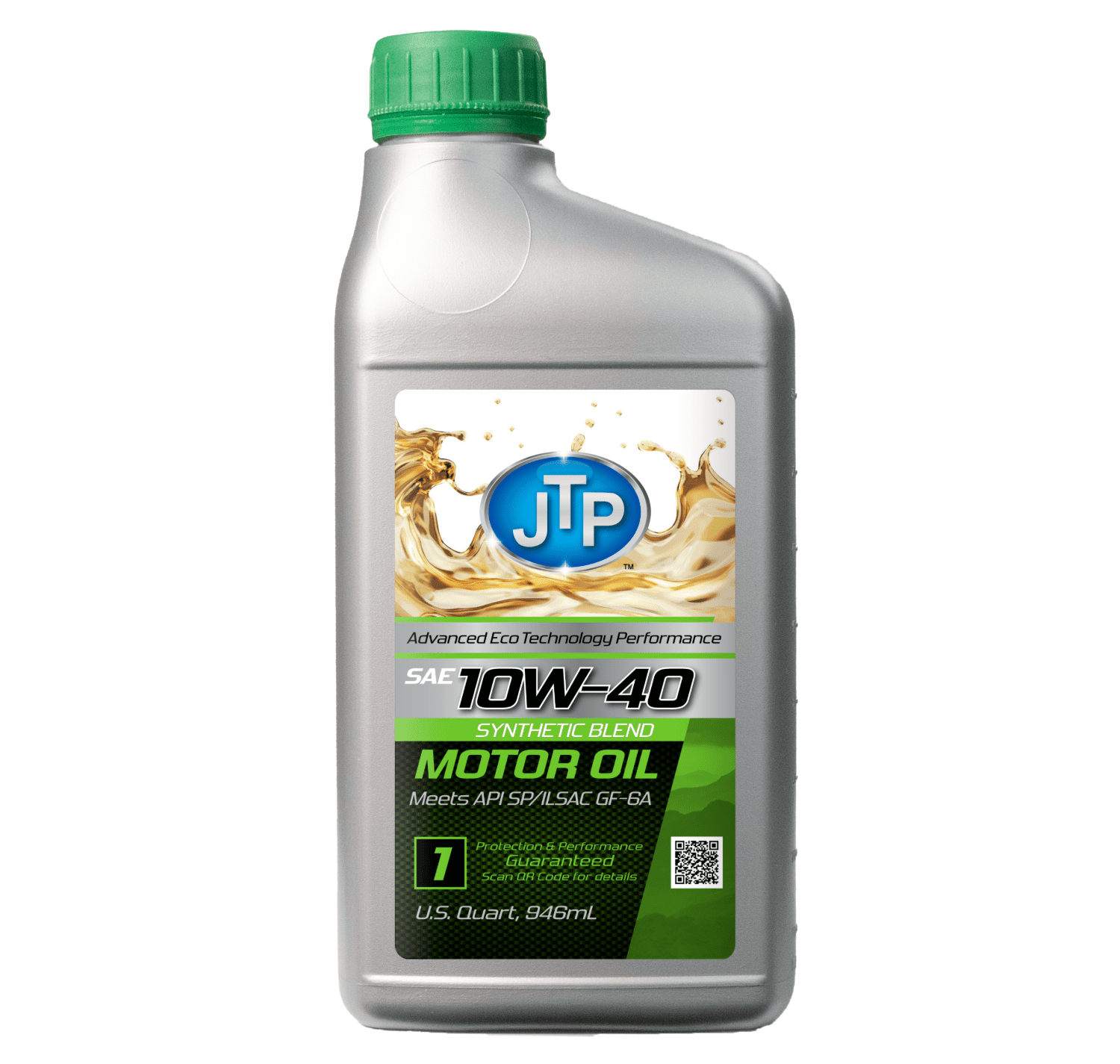 JTP 10W-40 Synthetic Blend Motor Oil Re-Refined for Sustainability Performance and Engine Protection, 1 Quart
