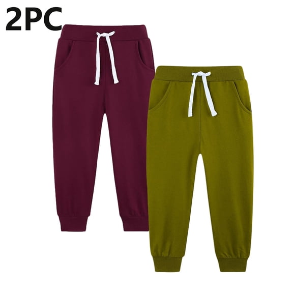 JTSRKL 2 Pack Kids Boys Sweatpants Fashion Fall Winter Fleece Lined Warm Athletic Pull-On Pants with Drawstring and Pockets Soft Cotton Active Jogger Pants Mulitcolor#53 5-6 Years