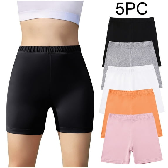 JTSRKL 5 Pack Cotton Girls Bike Shorts Lightweight Quick Dry Summer Elastic Waist Soft Comfortable Short Leggings Cartwheel Under Dress Dance Shorts Multicolor#28 7-8 Years