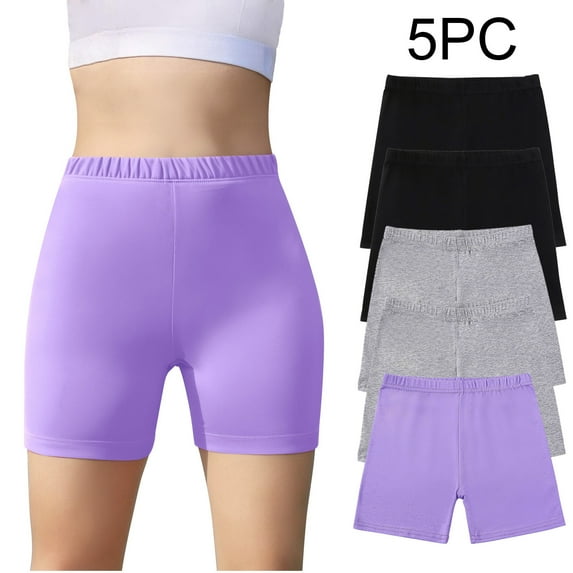 JTSRKL 5 Pack Cotton Girls Bike Shorts Lightweight Quick Dry Summer Elastic Waist Soft Comfortable Short Leggings Cartwheel Under Dress Dance Shorts Multicolor#11 5-6 Years