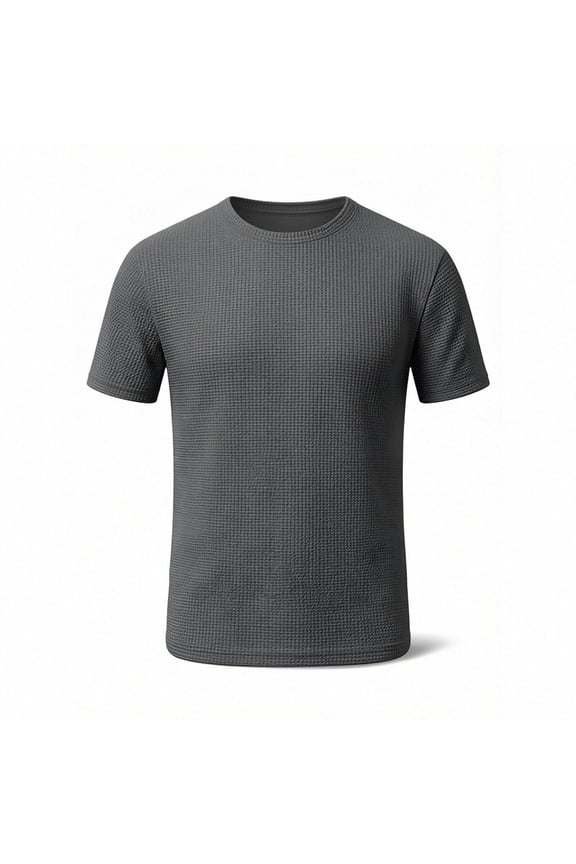 Basic Ice Silk Crewneck T-Shirt for Men Stretch Breathable Short Sleeve Tees Casual Summer Solid Training Athletic Slim Fit Tops Gray XXXL