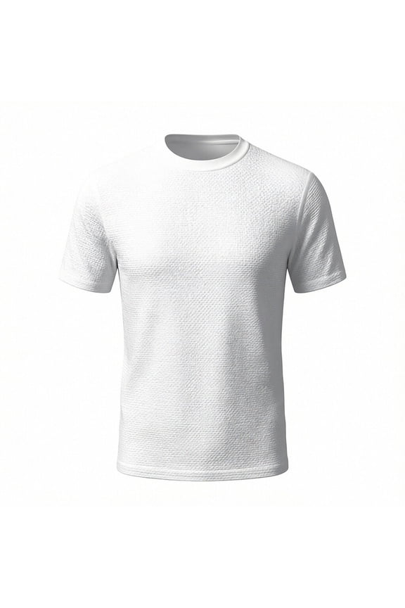 Basic Ice Silk Crewneck T-Shirt for Men Stretch Breathable Short Sleeve Tees Casual Summer Solid Training Athletic Slim Fit Tops White XXXXXL