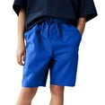 thumbnail image 1 of JTSRKL Boys Cotton Shorts Loose Fit Summer Pull On Elastic Drawstring Casual Kids School Uniform Shorts Outfits with Pockets Blue 11-12 Years, 1 of 7