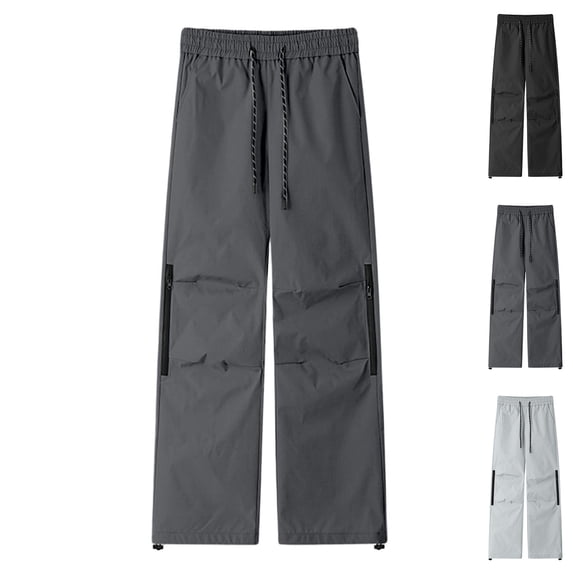 JTSRKL Classic Waterproof Cargo Pants for Men Windproof Zip Pockets Wide Leg Loose Outdoor Bottoms Hiking Daily Versatile Camping Trousers