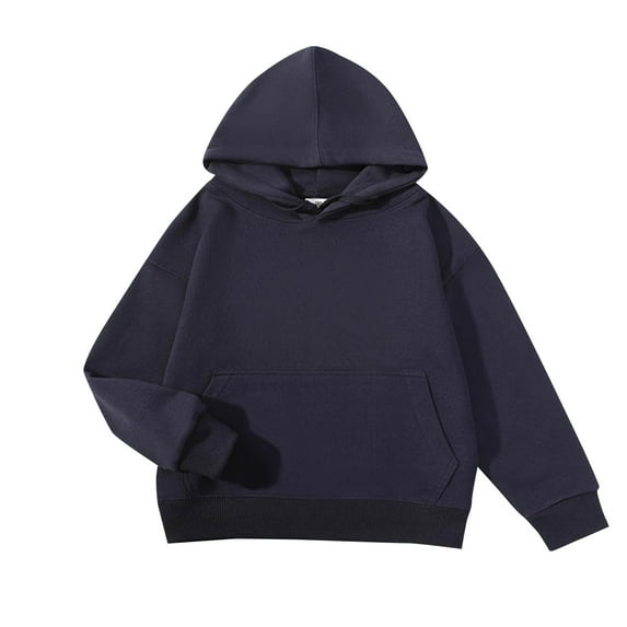 JTSRKL Cute Kids Girls Hooded Sweatshirts Fall Lightweight Casual Long Sleeve Drawstring Hoodie Pullover Tops Loose Fit Comfy Outwear Coat with Pockets Navy 9-10 Years