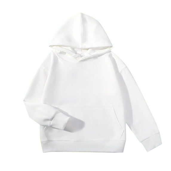 JTSRKL Cute Kids Girls Hooded Sweatshirts Fall Lightweight Casual Long Sleeve Drawstring Hoodie Pullover Tops Loose Fit Comfy Outwear Coat with Pockets White 5-6 Years