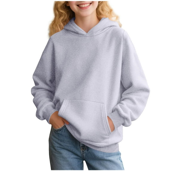 JTSRKL Fall Long Sleeve Hooded Sweatshirts for Kids Teens Girls Cute Hoodie Tops Loose Oversized Soft Cotton Outwear Pullover Sweatshirts with Pockets Gray 2-3 Years