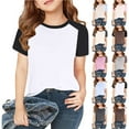 thumbnail image 1 of JTSRKL Girl's Raglan Short Sleeve T Shirts Teen Girl Summer Crewneck Loose Fit Tunic Tees Tops Trendy Casual Preppy Youth Blouses Gray 10-11 Years, 1 of 8