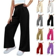 thumbnail image 1 of JTSRKL Girl's Sweatpants Kids Elastic High Waisted Wide Leg Athletic Jogger Pants Teen Girls Casual Solid Color Baggy Lounge Trousers Black 14-15 Years, 1 of 6