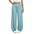 thumbnail image 1 of JTSRKL Girl's Wide Leg Sweatpants Elastic High Waisted Loose Baggy Trousers Trendy Athletic Track Pants with Pockets Blue 7-8 Years, 1 of 7