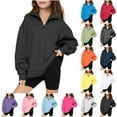 thumbnail image 1 of JTSRKL Girls' 1/4 Zipper Sweatshirts Lightweight Casual Oversized Long Sleeve Pullover Tops Cute Kids Teens Half Zipper Lapel V Neck Hoodie Sweater Purple 9-10 Years, 1 of 8